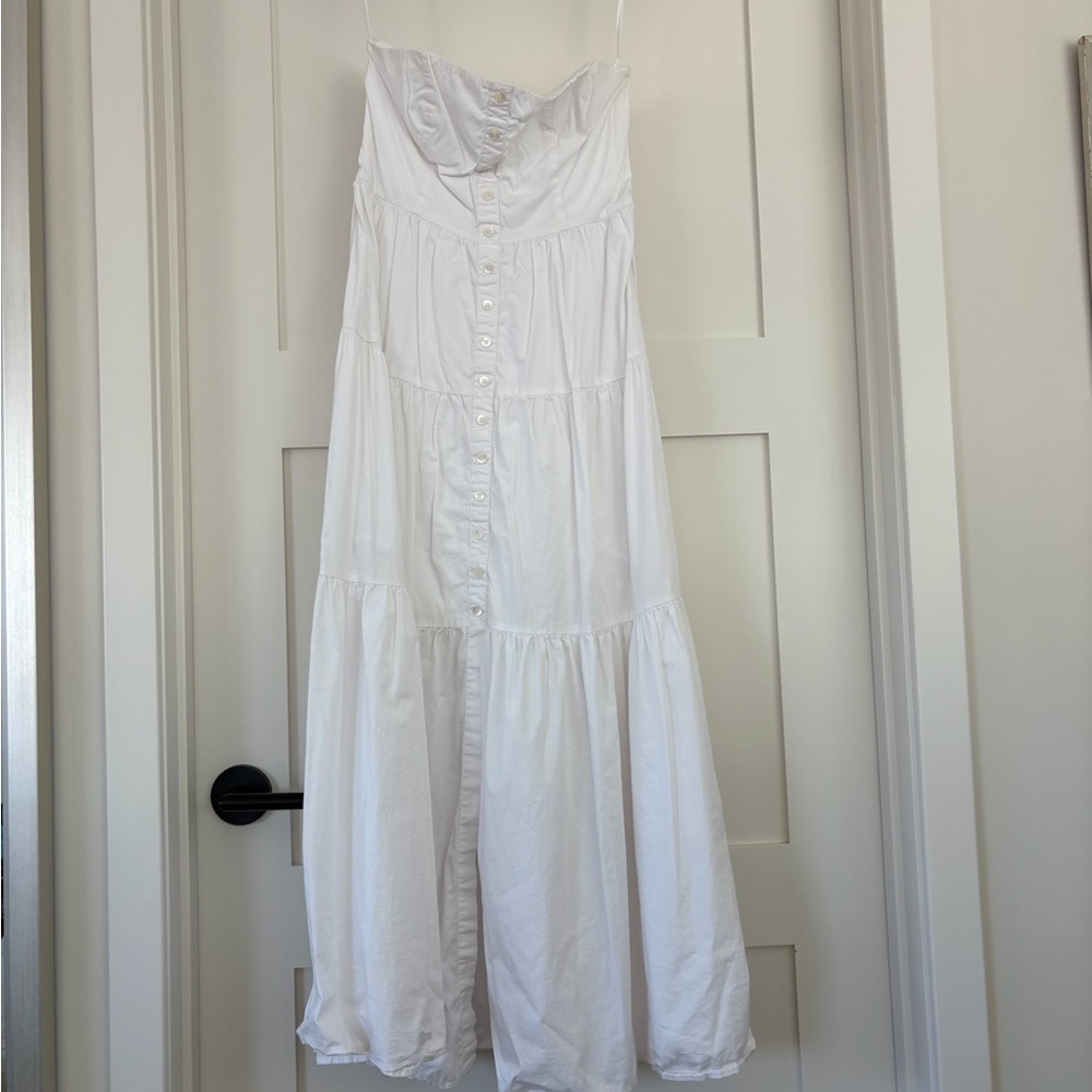 Staud Strapless White Dress
